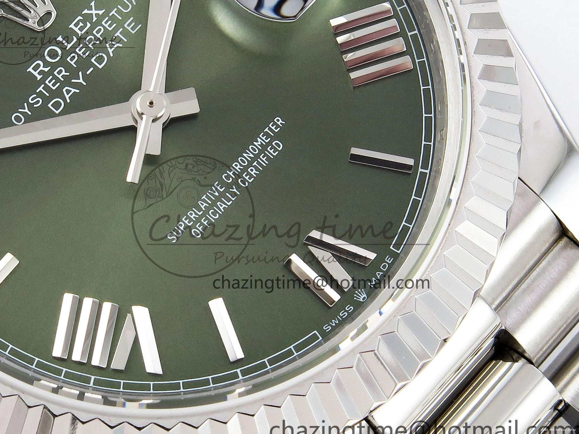 Best AAA Replica Sites Bracelet JDF 1440 V3 904L on TravelReady (Gain President 40 DayDate Weight) Steel VR3255 SS Dial Green Roman 1218